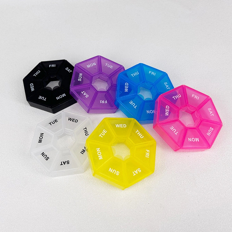 7-corner Medicine Box For One Week Round 7-grid Portable Small Medicine Box For One Week Mini 7-day Portable Medicine Jewelry Box