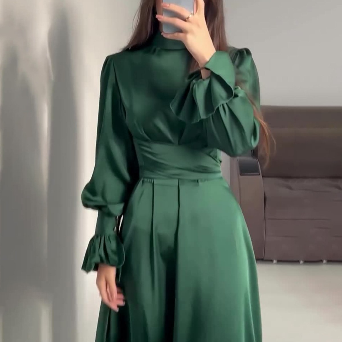 Ootddress Ruffled Bandage Elegant Maxi Dress For Women Patchwork Slim Lace-Up Solid Vintage Evening Partywear Ladies Long Dress 2025