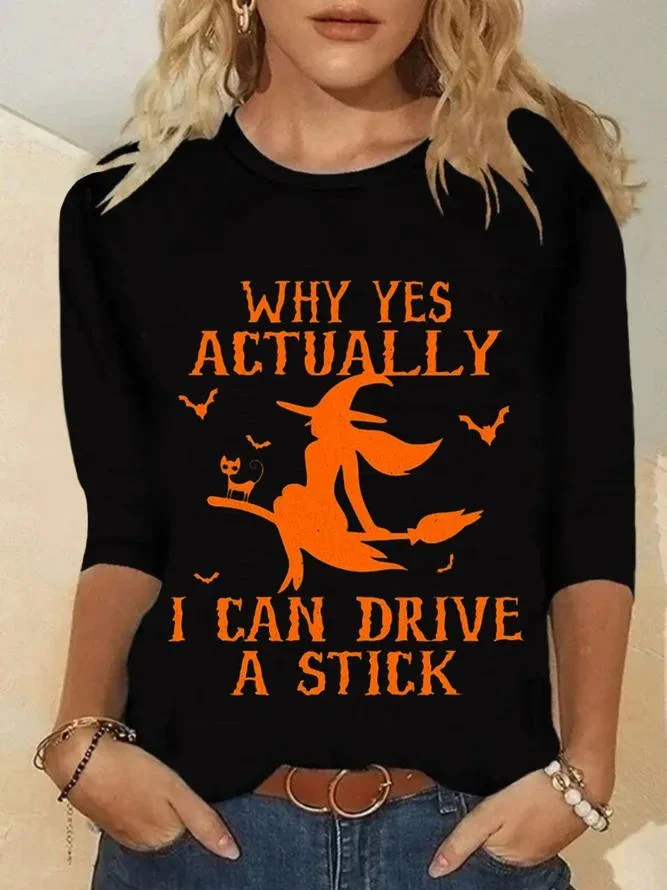 Halloween  Witch on a Magic Broomstick Cotton-Blend Shirt