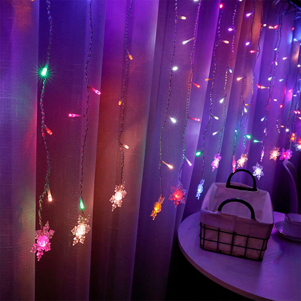 

96LED Snowflake Waterproof Fairy EU Plug-Curtain String Night Light, 501 Original