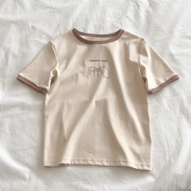 Brownm Brownm Slim Short-Sleeved T-Shirt Women 2024 Summer New Bottom Shirt Students Casual Korean Version Jacket Women's Wear