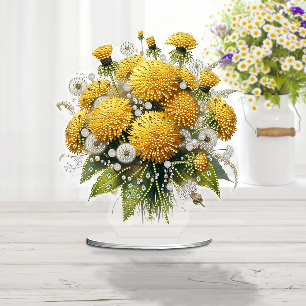 2D Flat Dandelion DIY Desktop Diamond Art Kits Bedroom Table Decoration