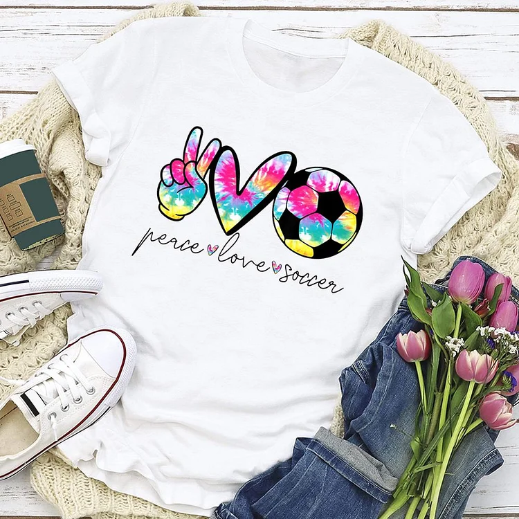 AL™ Peace Love Soccer T-shirt Tee-03304-Annaletters