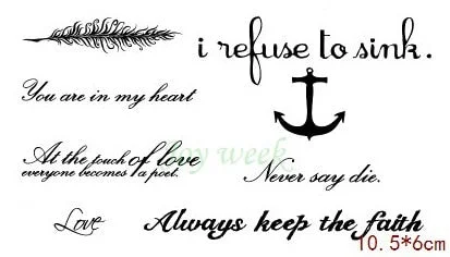 Waterproof Temporary Tattoo Sticker Love Heart Pattern Letters Design Arabic Writing Flash Tatoo Fake Tatto for Woman Men