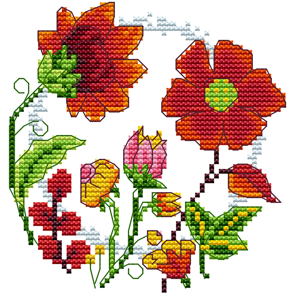 

16*17CM - 14CT Stamped Cross Stitch-Flowers, 501 Original