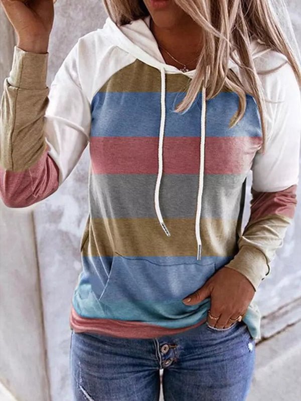 Trendy Colorful Stripes Print Hooded Sweatshirt