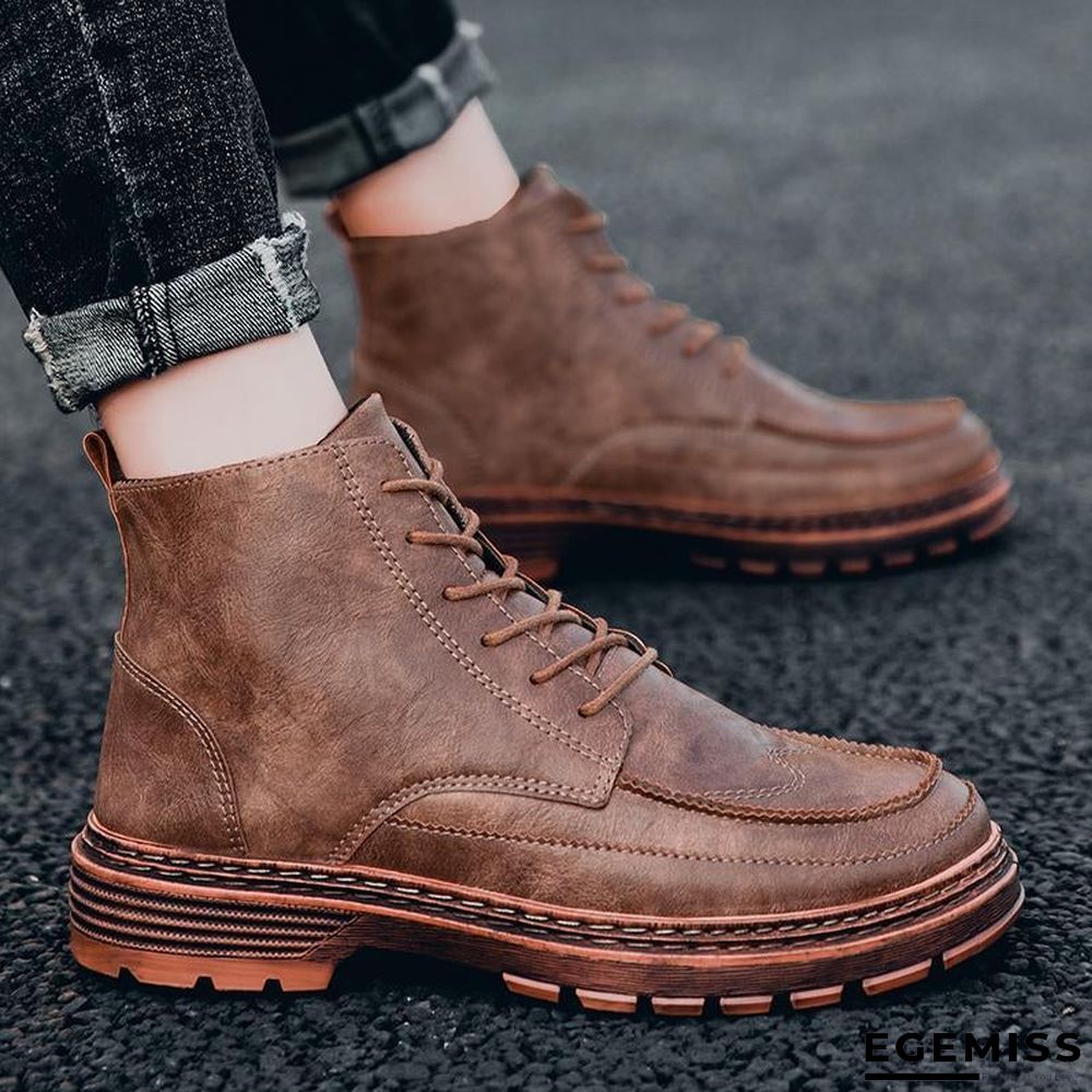 Ankle Men Boots Leather Retro Martin Boots Men Waterproof Tooling Boots Leisure | EGEMISS