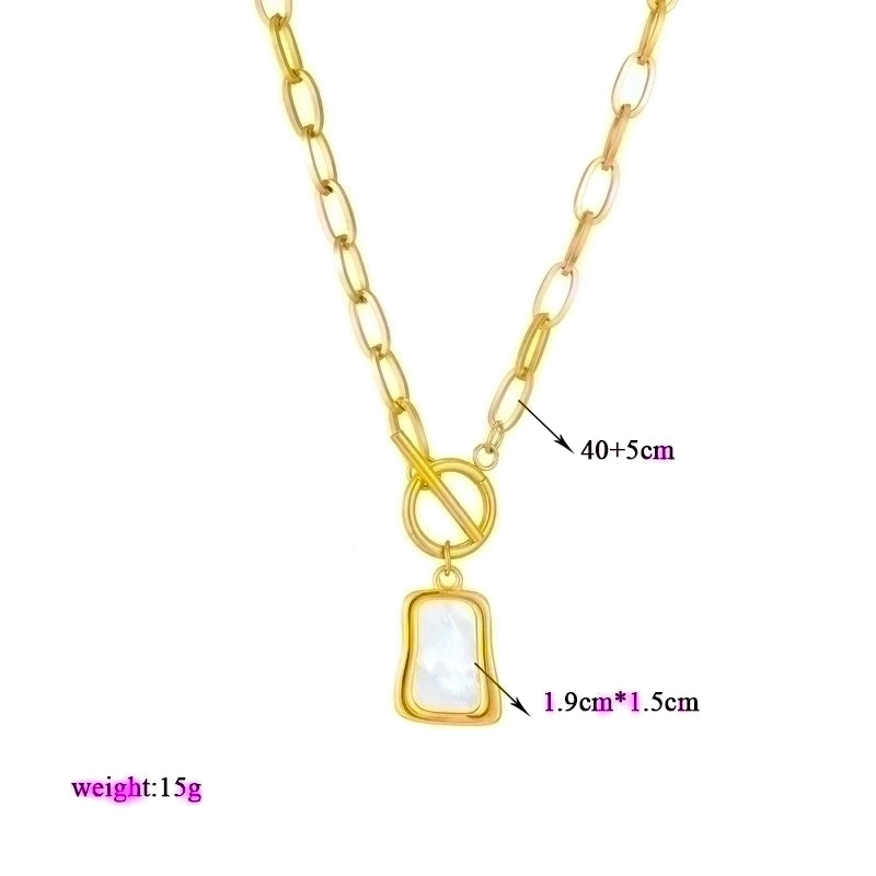 304 Stainless Steel 18K Gold Plated Korean Style Toggle Plating Square Necklace