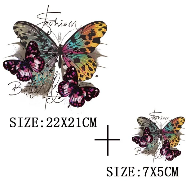 Beautiful Butterfly Thermal Sticker On T-shirt DIY Washable Iron On Hoodies Funny Design On Clothes Patches Appliqued Decoration