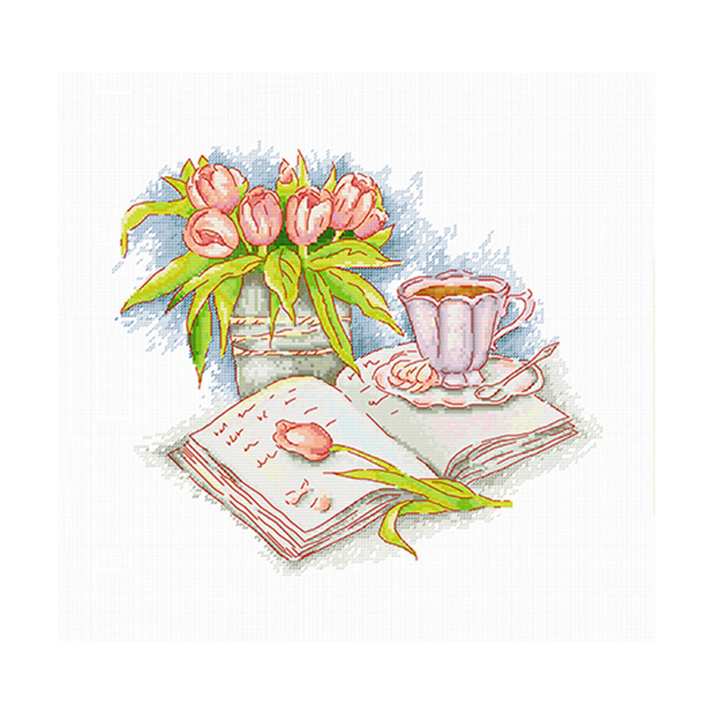 

Teacup Coffee Book - 11CT Stamped Cross Stitch - 50*42CM, 501 Original