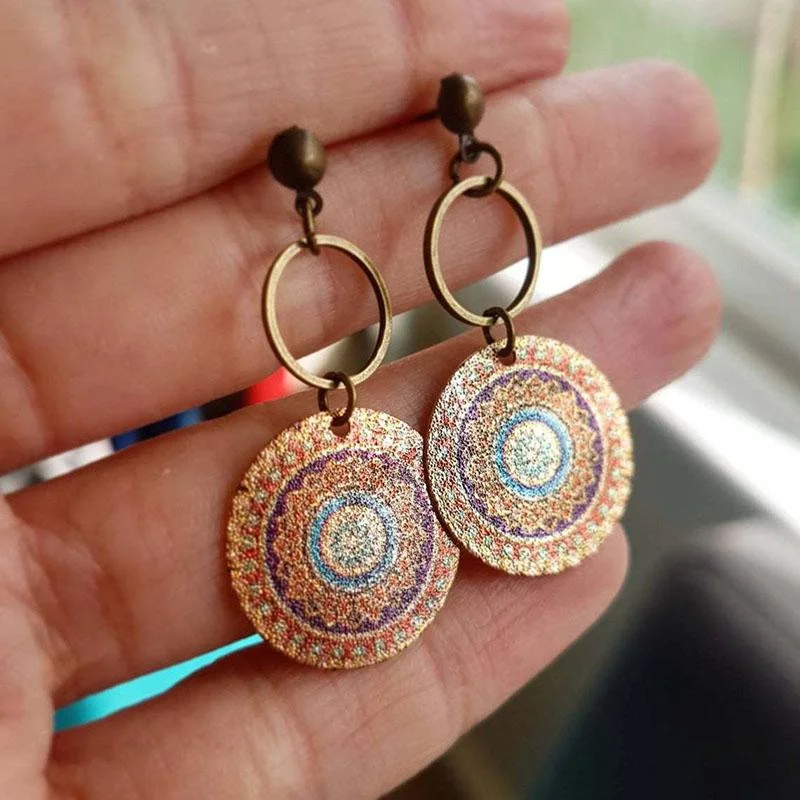 Vintage Bronze Mandala Earrings