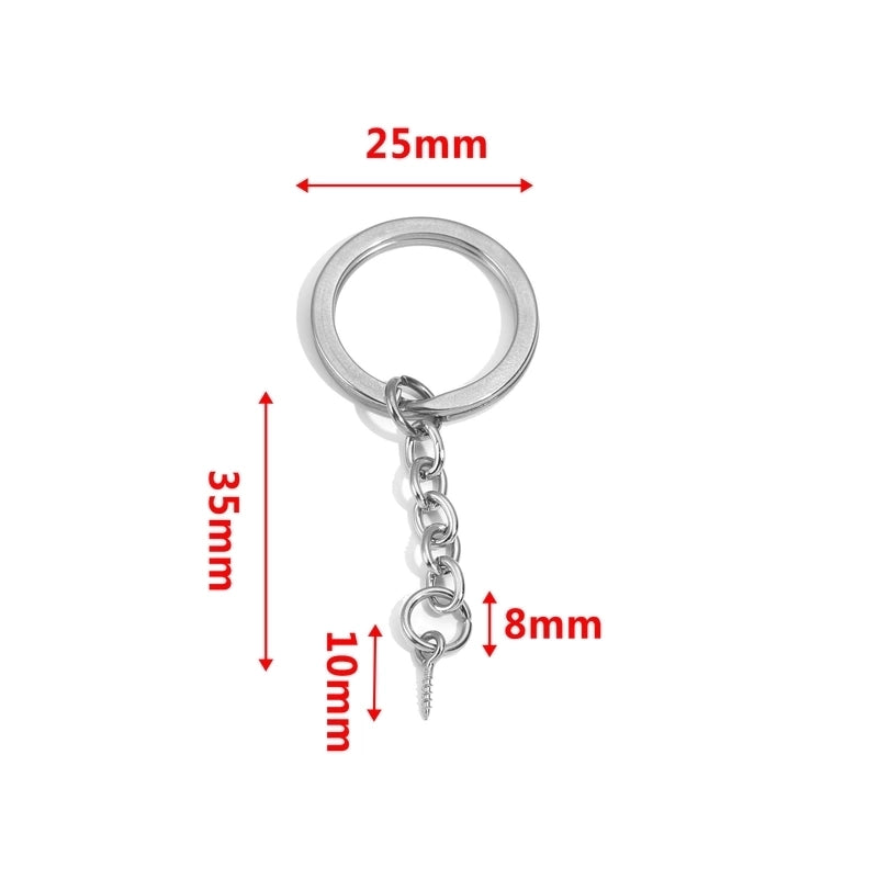 5 PCS/Package 25*35mm 30*35mm Stainless Steel Solid Color Polished Keychain Accessories