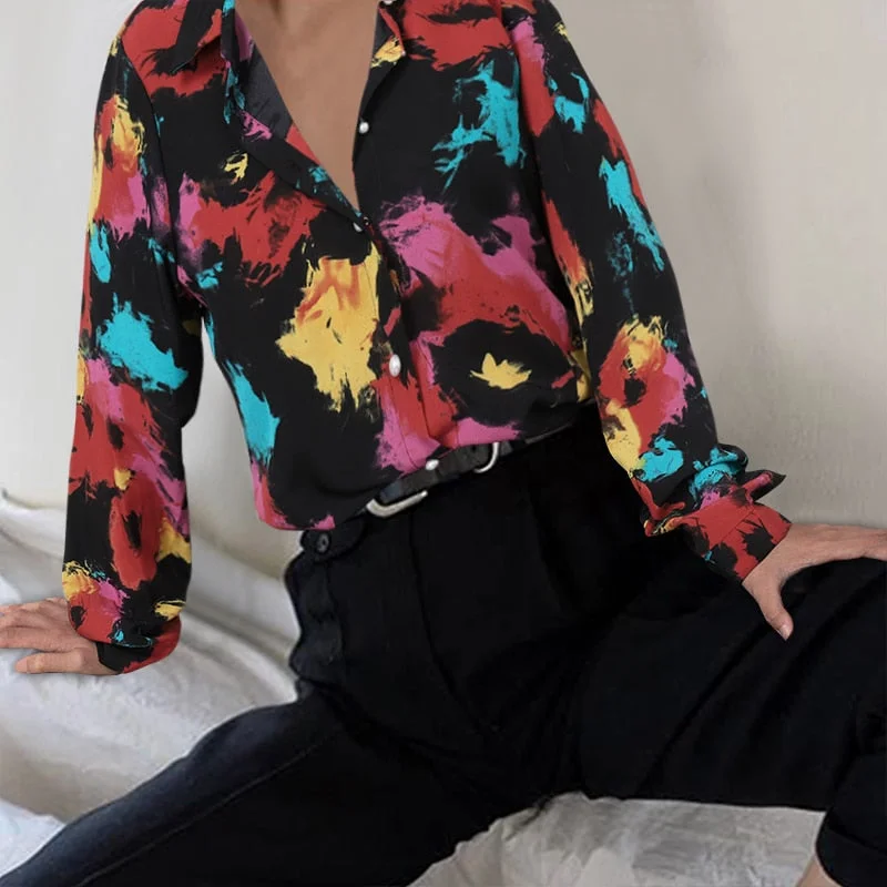 Celmia Fashion Satin Blouse Women Long Sleeve Chemisier Femme Vintage Buttons Lapel Neck Street Shirts Elegant OL Silk Tops