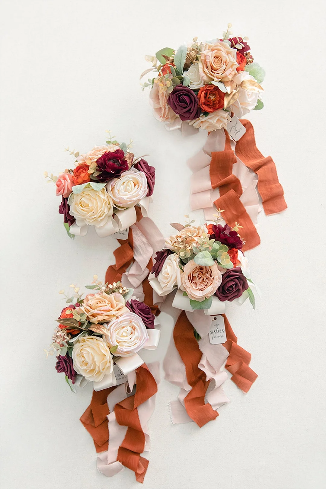 Maid of Honor & Bridesmaid Bouquets in Sunset Terracotta
