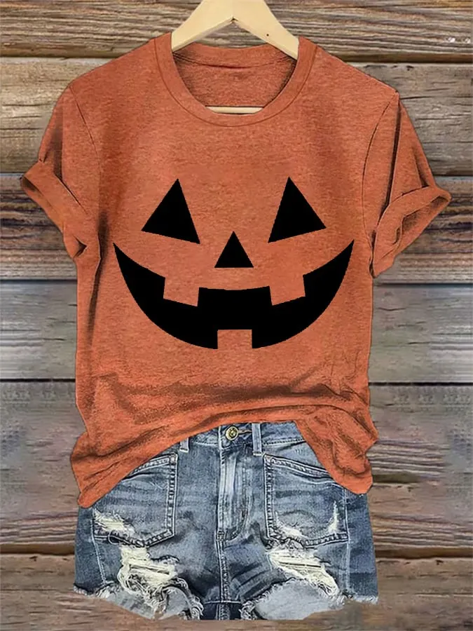 Women's Jack-O-Lantern Halloween Print Shirt 