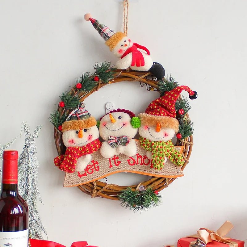 Cloth figure garland gift snowman elk doll window wall door hanging Christmas decorations  Material: alloy, stainless steel