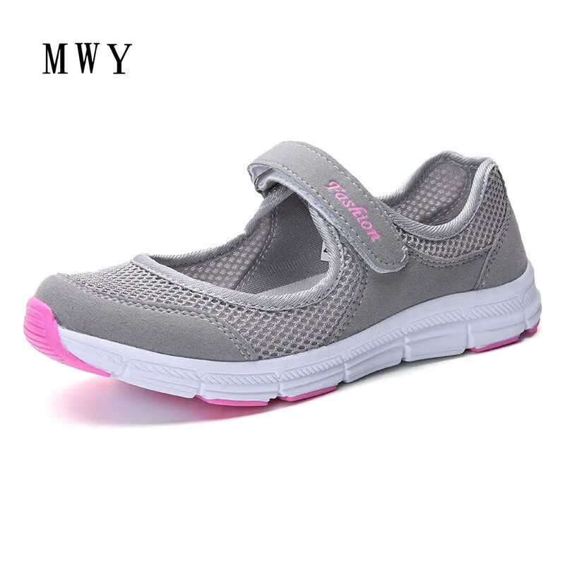 MWY Women Breathable Casual Shoes New Women's Soft Soles Flat Shoes Fashion Air Mesh Summer Shoes Female tenis feminino Sneakers