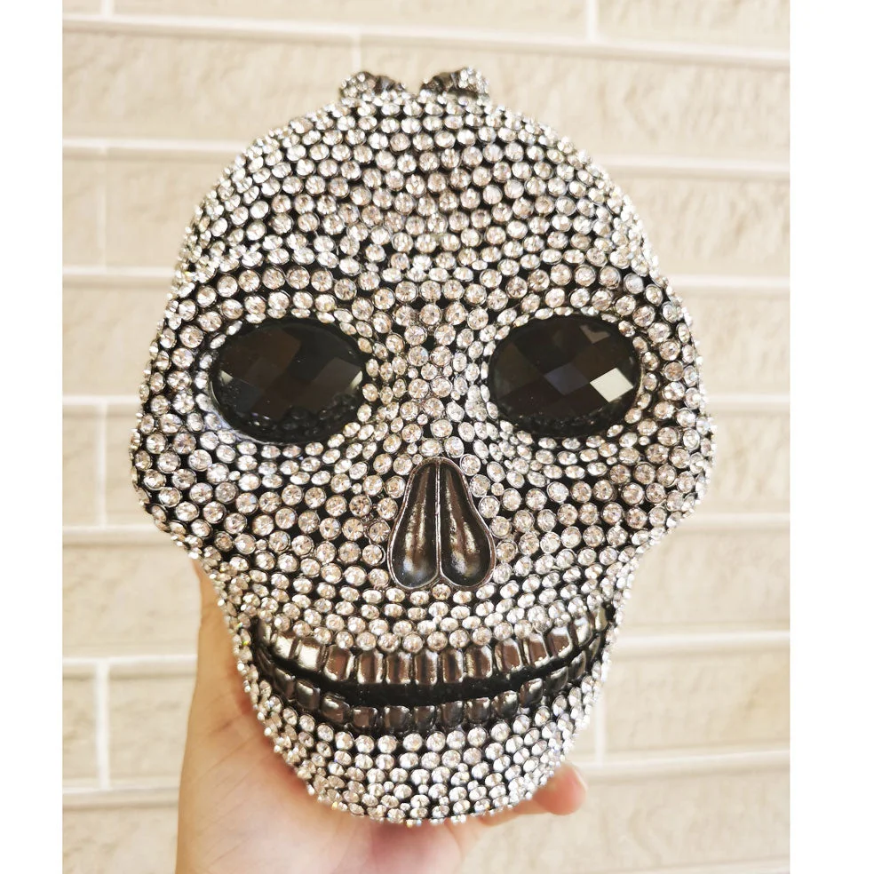 Designer Skull Clutch Bags Women Evening Purse Wedding Bags Crystal Chain Gold Silver Day Clutches SC787