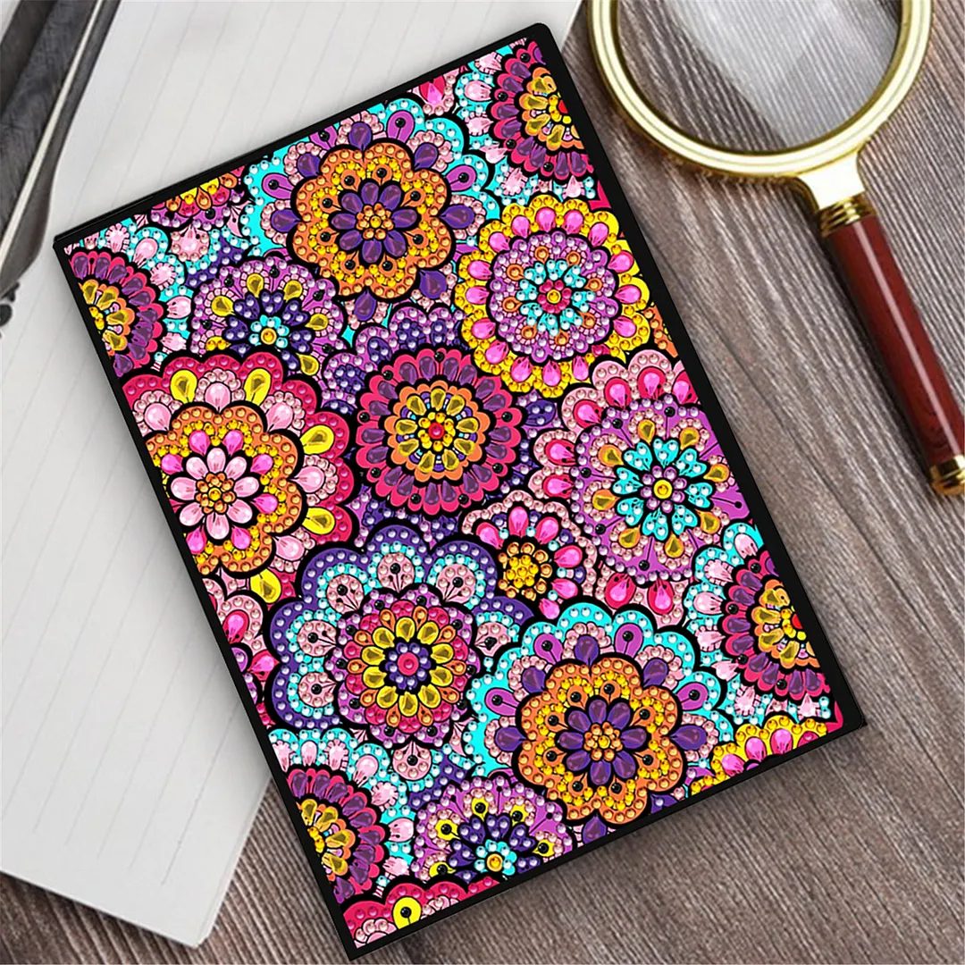 DIY Flower Diamond Painting Journals Notebooks 50 Pages A5 No Lines Special Shaped Diamond Art Kits for Beginners Craft Lovers and Artists (Mandala Pattern)