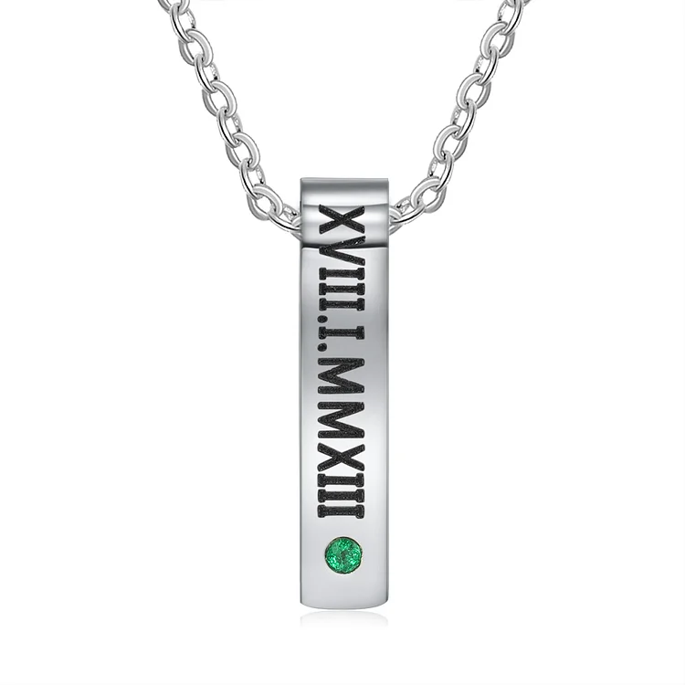 Personalized Bar Necklace Custom Birthstone and Name Charm Necklace for Family