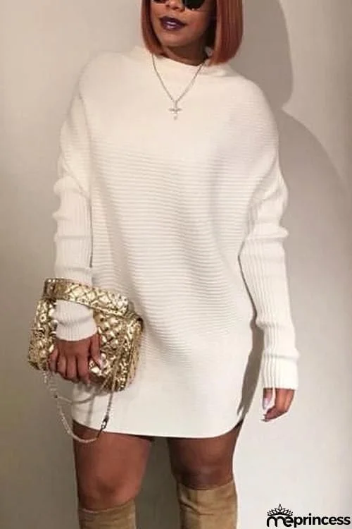 High Collar Mini Sweater Dress