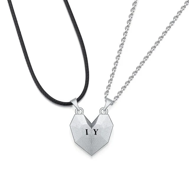 Kettenmachen Personalisierte 2 Buchstaben Herz Halskette für Paar Magnetische Halskette passende Halsketten