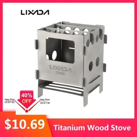 pornhint Pornhint Lixada Titanium Wood Stove Lightweight Folding Wood Stove Outdoor Camping Stove Picnic Cooking Burners Backpacking Furnace