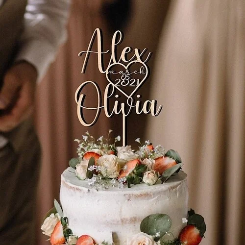 Custom Cake Topper Acrylic Mirror Letter Cake Decor Personalized Name And Date Gold Happy Birthday Cake Decoration For Wedding