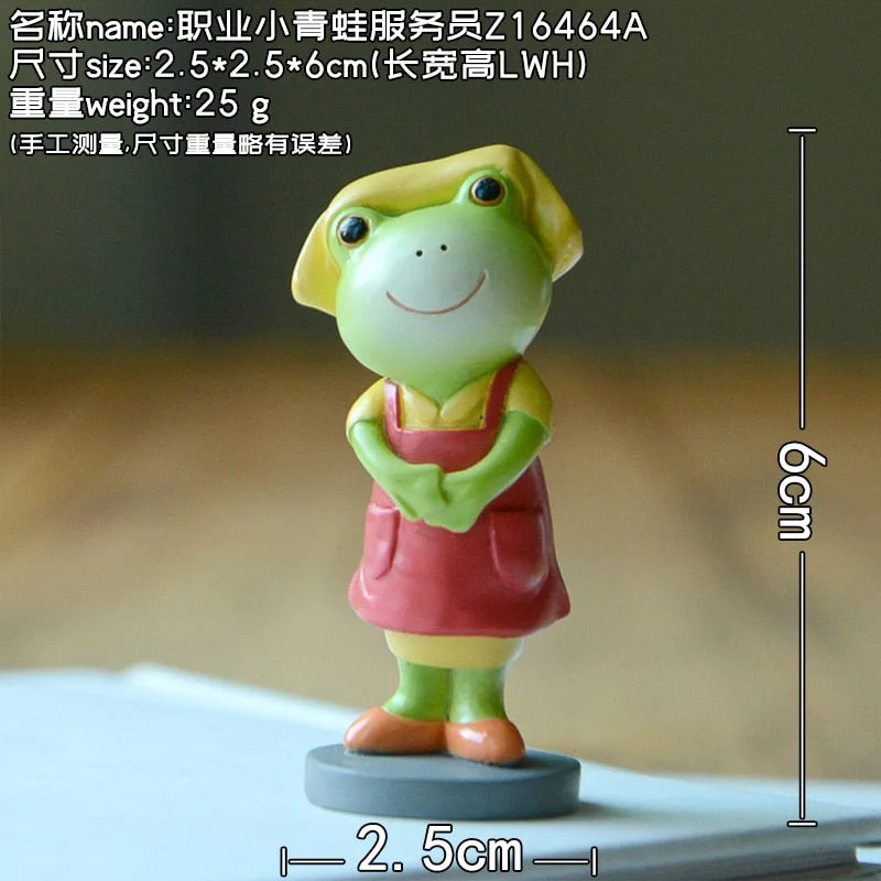 Lovely Occupation Character Frog Ornament Doctor Nurse Chef Fireman Action Figure Desktop Decor Mini Figurine Dolls Children Toy