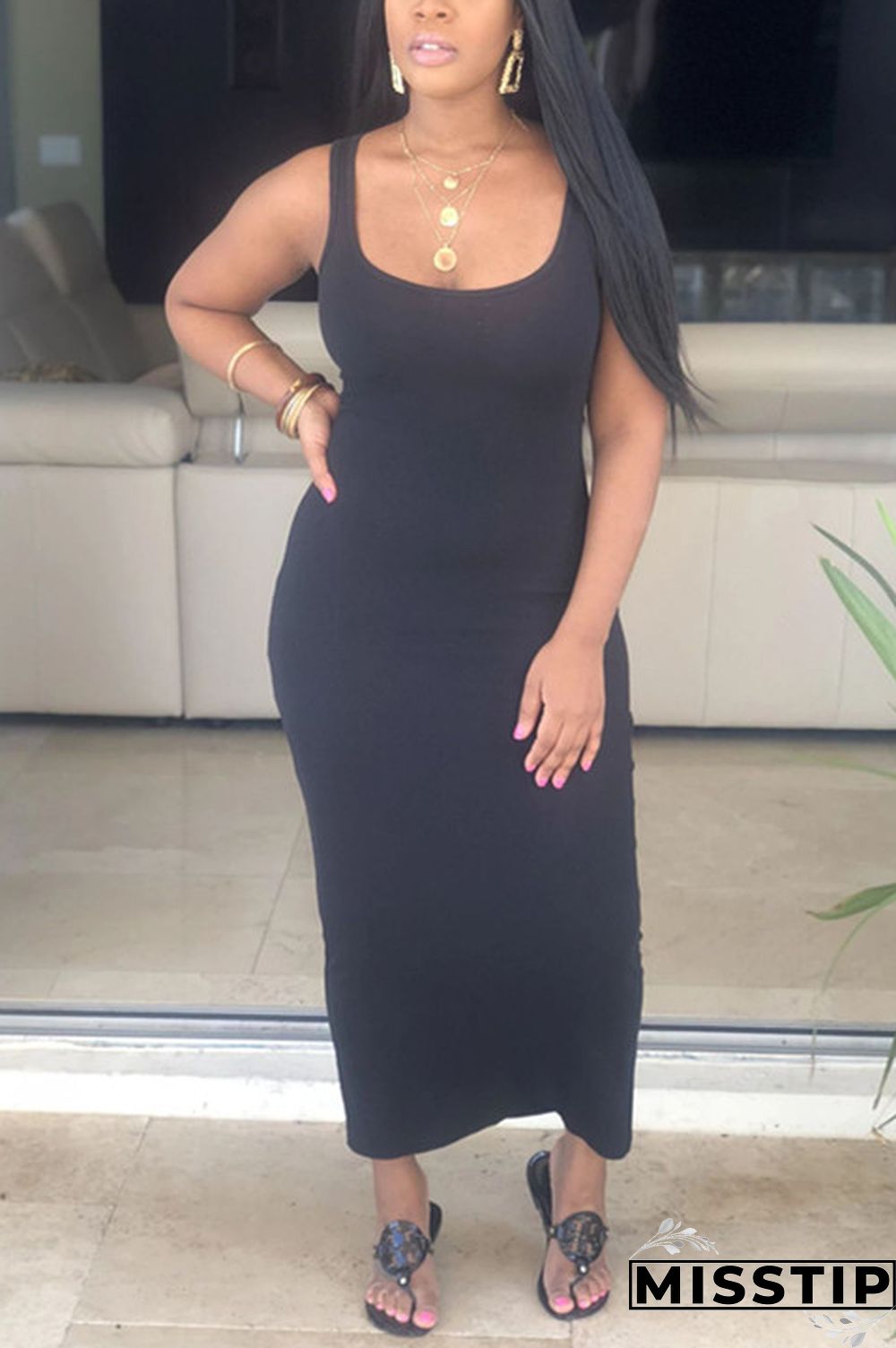 Pink Sexy Fashion Sling Slim Dress