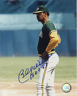 BILLY WILLIAMS OAKLAND A'S HOF 87 ACTION SIGNED 8x10