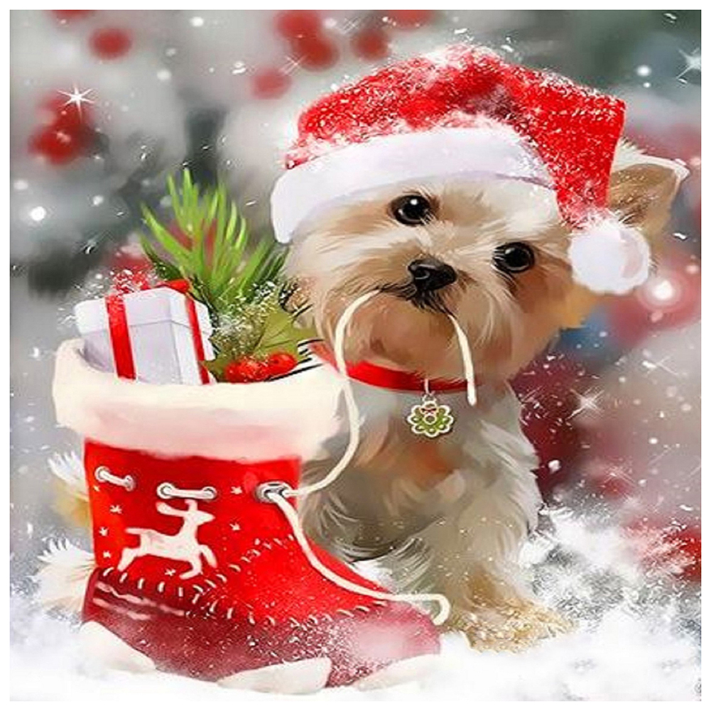 

Christmas Dog - Round Drill Diamond Painting - 40*40CM, 501 Original