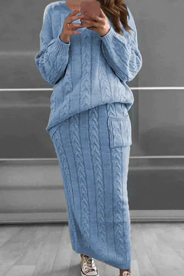 Mylah Pocket Knit Sweater Dress Two-piece Suit