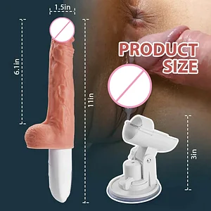 Female Sex Toy Automatic Telescopic Dildo with Suction Cup and Heating Function