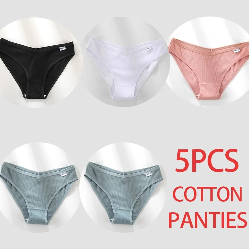 5PCS/Set Women Panties Cotton Underwear Female Panties Solid Color Underpants Sexy Lingerie Pantys for Woman Briefs Intimates