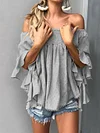 Falbala Elasticity Off-The-Shoulder Blouses