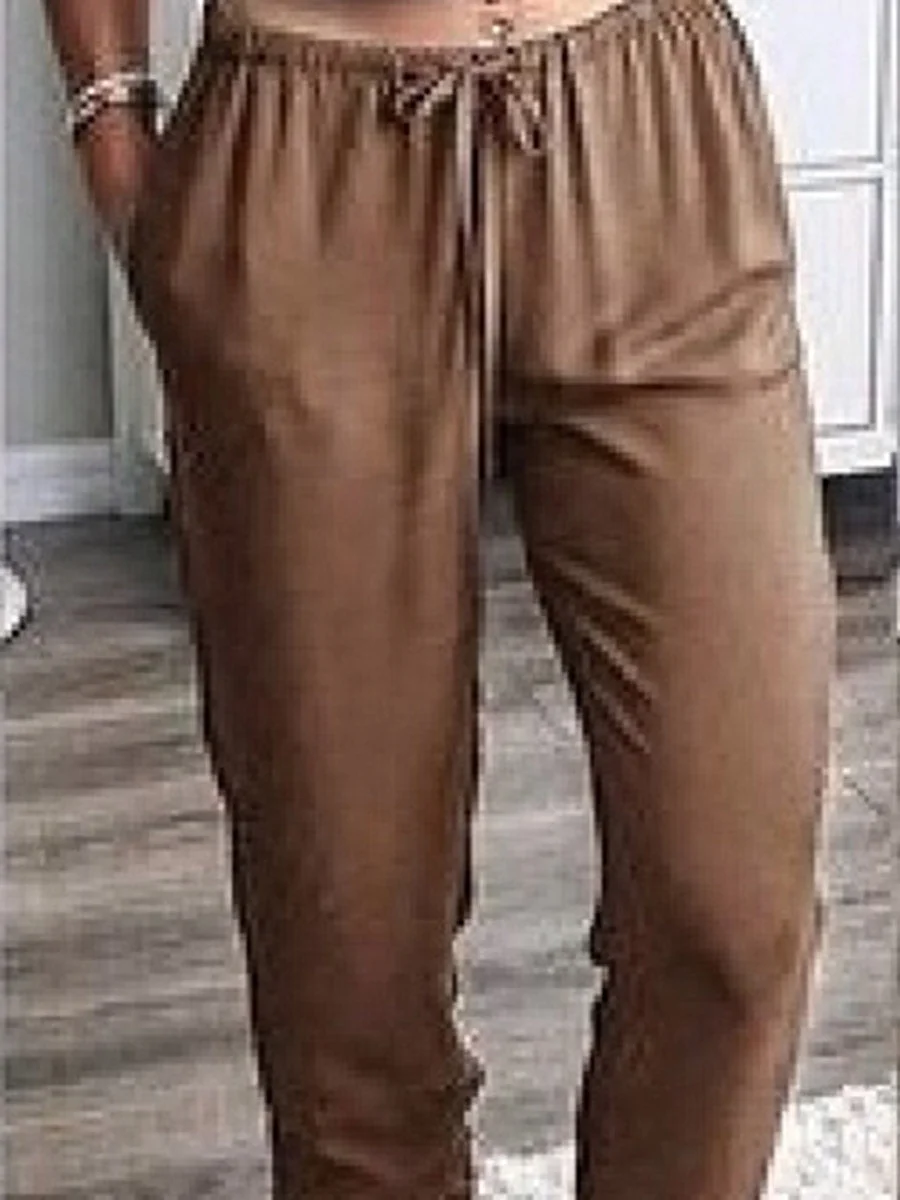 Lace-up Solid Color Casual Pants