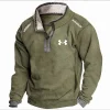 Men's Casual Stand Collar Pocket Sweatshirt