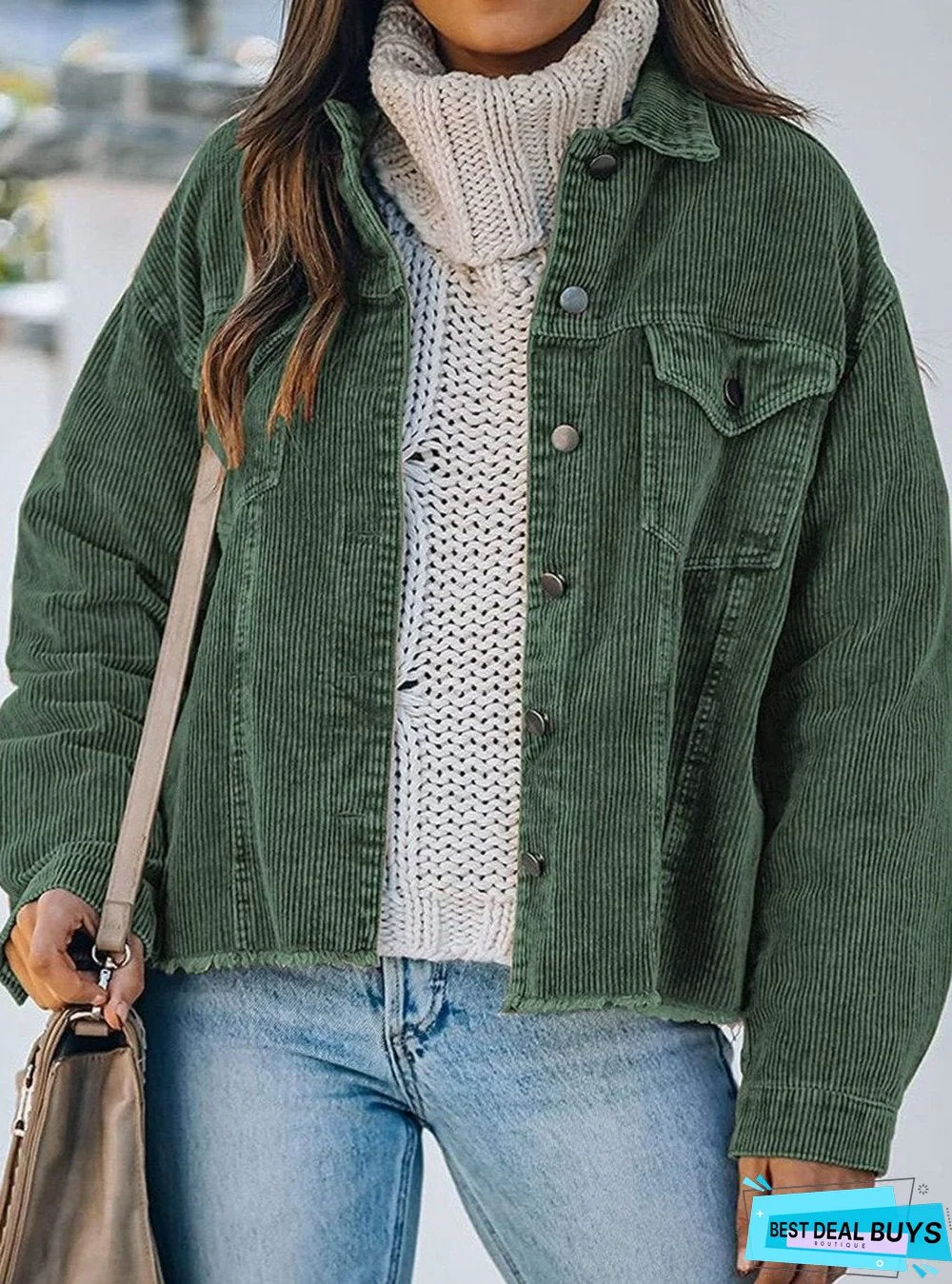 Corduroy Lapel Casual Long-Sleeved Jacket