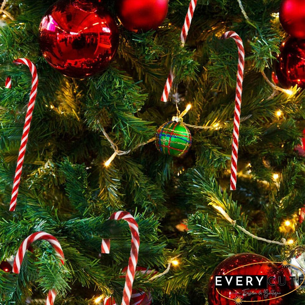 10Pcs Plastic Candy Cane ChristmasTree Decoration Christmas Tree Ornament Striped Candy Cane Sticks Pendant Holiday Ornaments