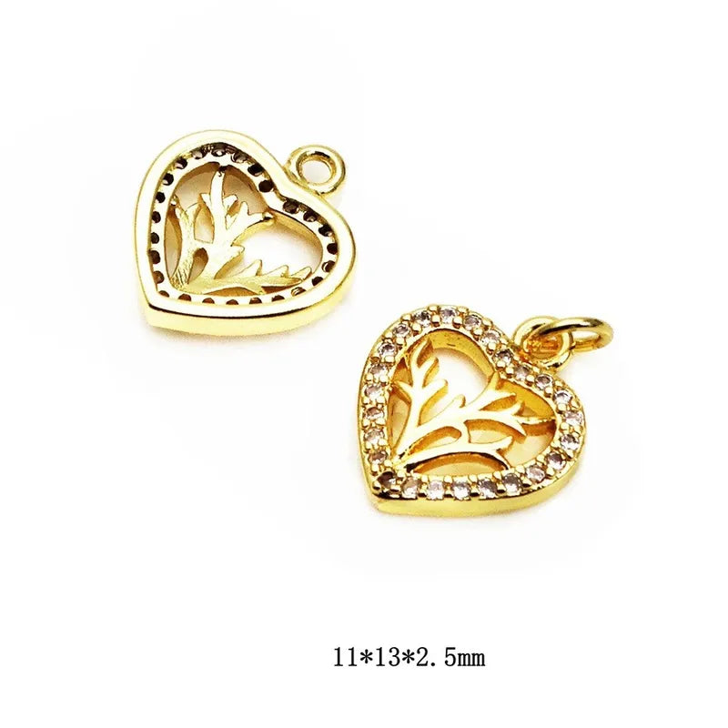 1 Piece 10*11mm 10*13mm 12*10.5mm Copper Zircon Star Heart Shape Flower Jewelry Accessories Pendant