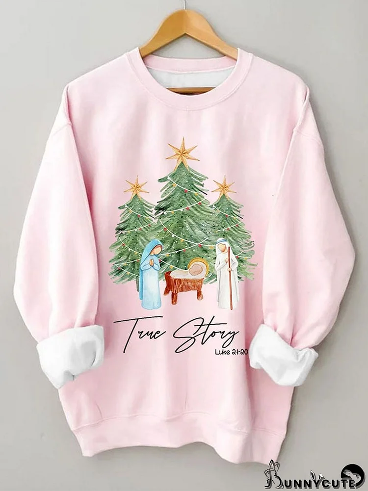 Women's Glad Tidings Of Great Joy Nativity Christmas Casual Sweatshirt
