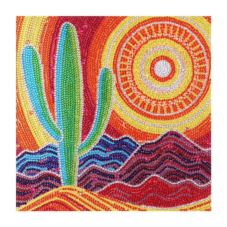 Full Drills Crystal Diamond Painting - Sunset Cactus - 30*30cm