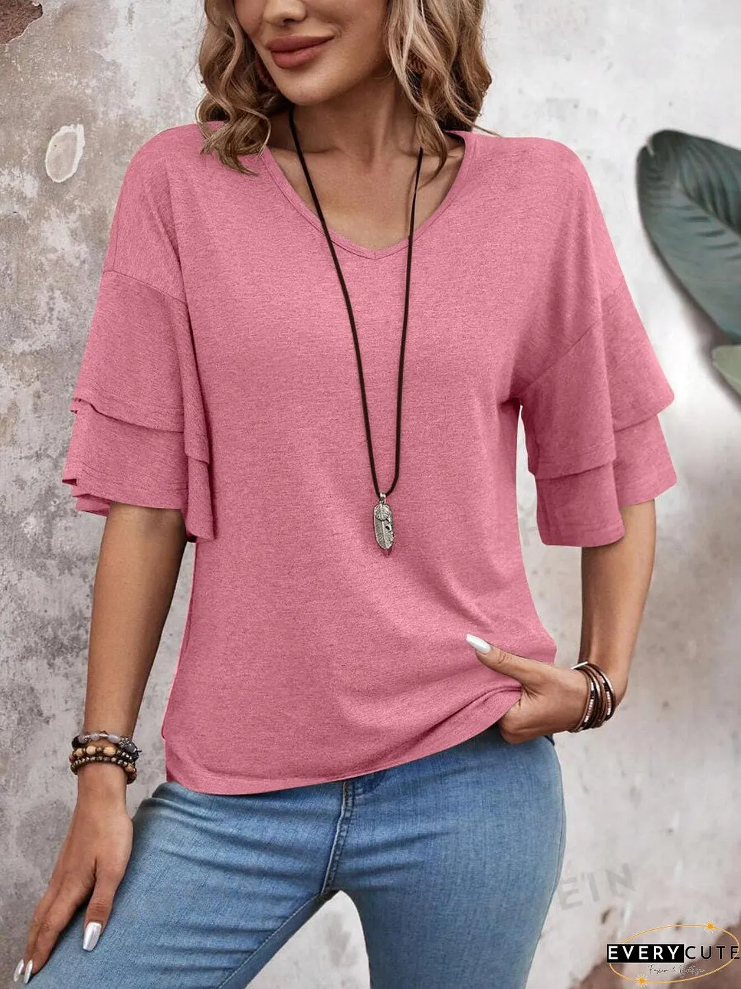 V-Neck Half Sleeve Blouse