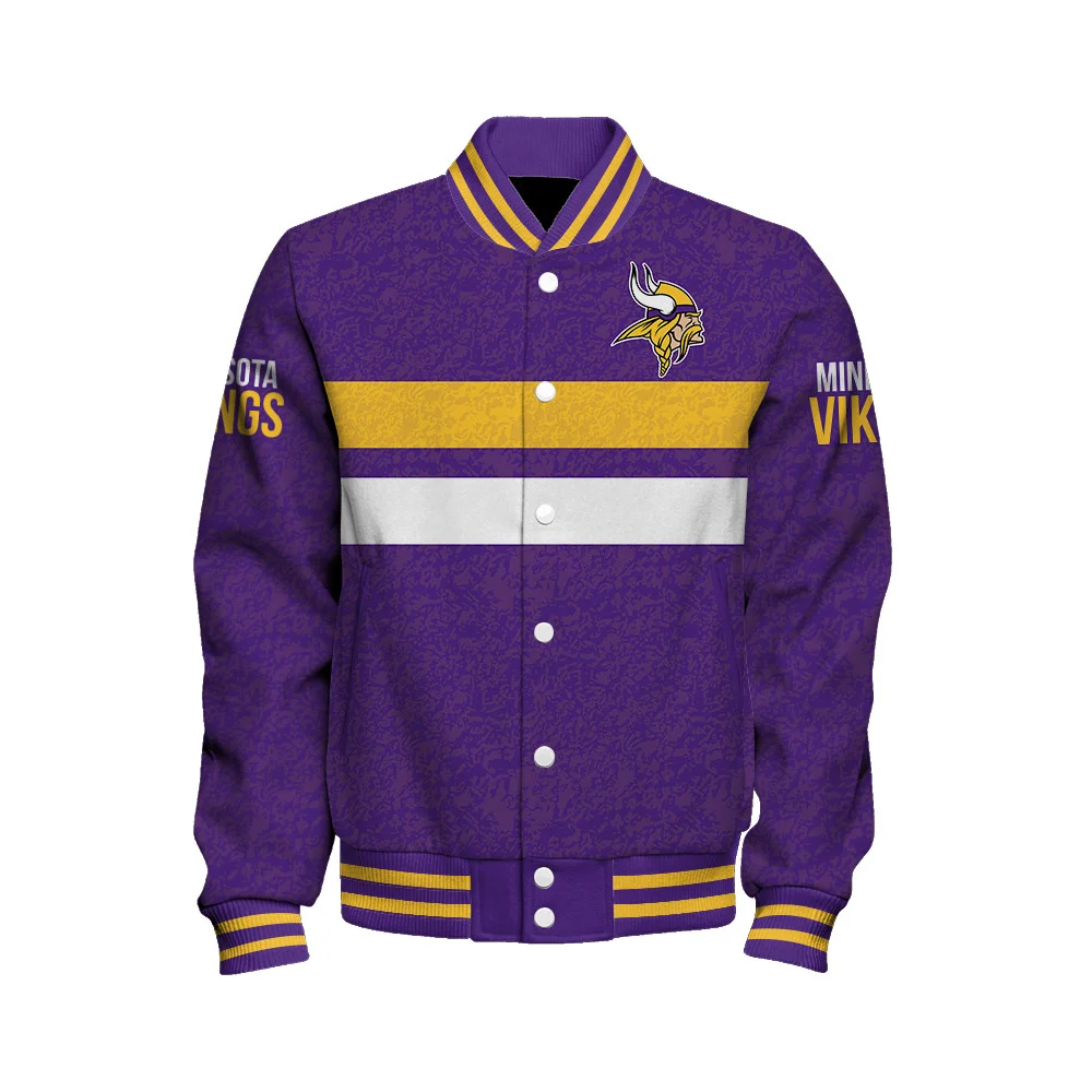 Minnesota Vikings Football Team 2024 -25 Super Durable Unisex Varsity Jacket