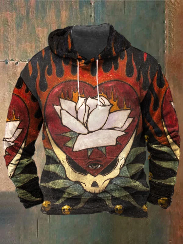 Unisex Skull Print Heavyweight Hoodies