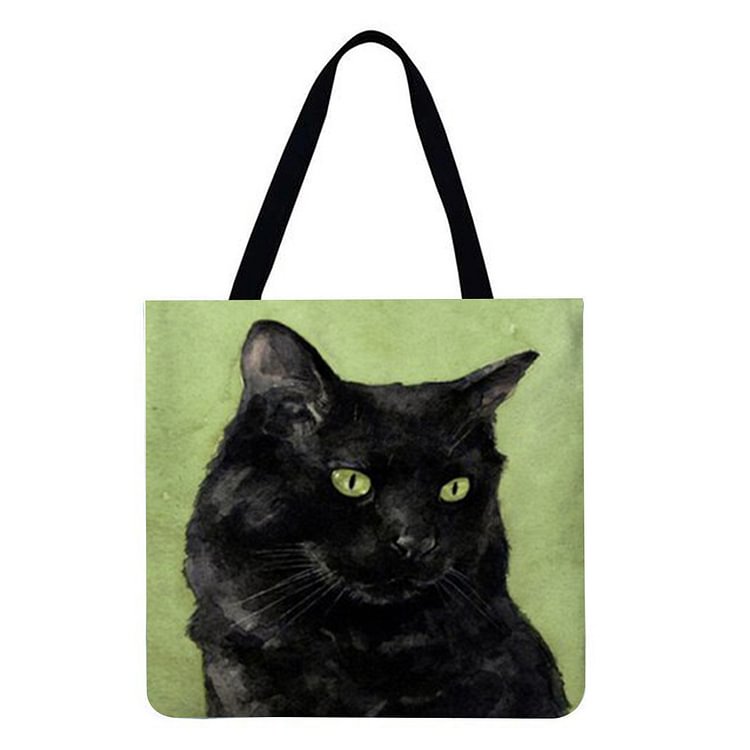 Black Cat - Linen Tote Bag