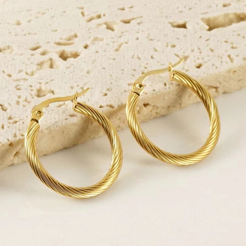 1 Pair Elegant Minimalist Solid Color 304 Stainless Steel 18K Gold Plated Stainless Steel Earrings