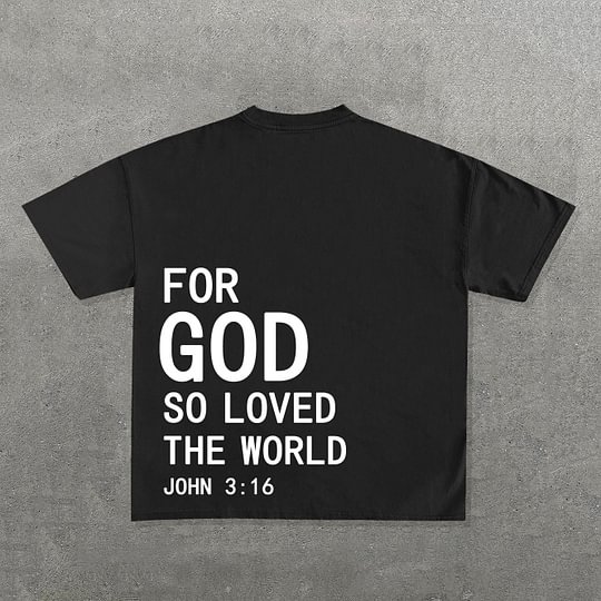For God So Loved The World Print Graphic Cotton T-Shirt - SOPULA
