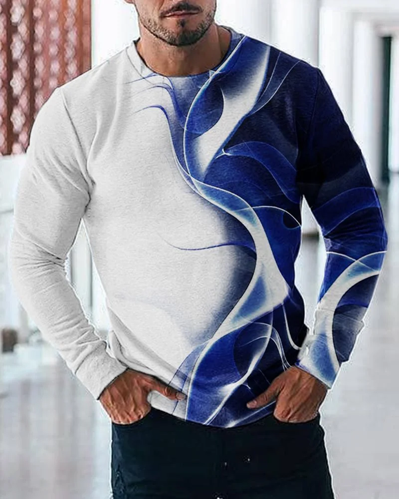 Men's Abstract Printed Long Sleeve